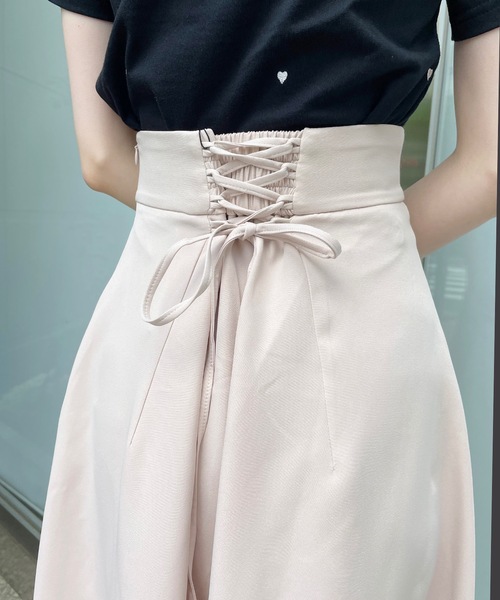one way（ワンウェイ）の「バックレースアップフレアスカート（スカート・レディース・ブラック/ピンク/ベージュ・FREE）」の5枚目の写真
