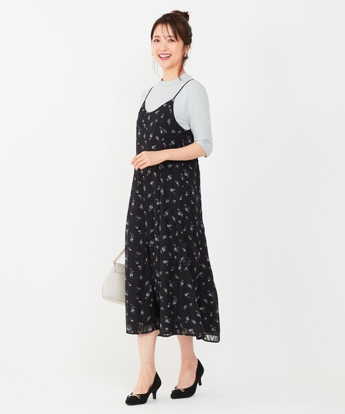 ANY SIS(エニィスィス)の「【2SET】フラワーキャミ ワンピース × リブインナー(ドレス・レディース・ダークブラウン系4/ブラック系4・3/2/1)」の5枚目の写真