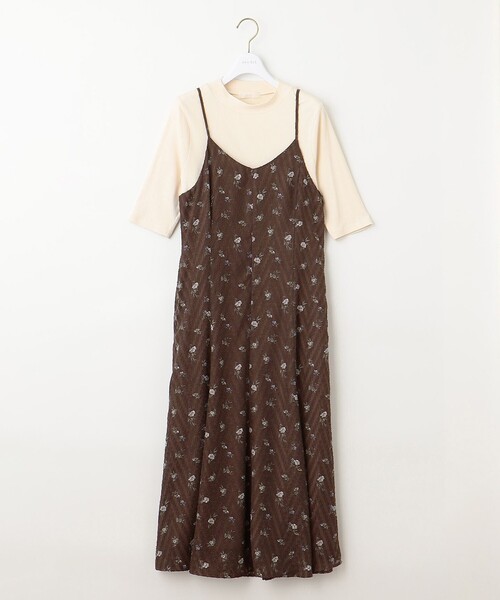 ANY SIS(エニィスィス)の「【2SET】フラワーキャミ ワンピース × リブインナー(ドレス・レディース・ダークブラウン系4/ブラック系4・3/2/1)」の8枚目の写真
