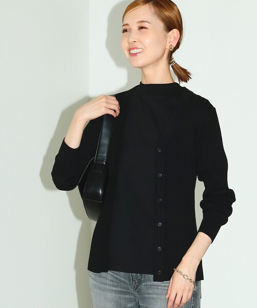 B:MING by BEAMS（ビーミングバイビームス）の「B:MING by BEAMS /  ウォッシャブル リブ カーディガン（カーディガン/ボレロ・レディース・ブルー系その他/ベージュ/ブラック・FREE）」の2枚目の写真