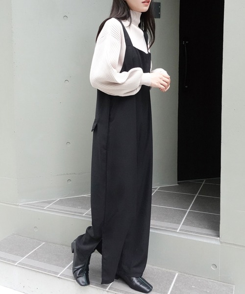 CORNERS(コーナーズ)の「とろみ素材裾スリットサロペット(サロペット/オーバーオール・レディース・モカ/ブラック・M)」の16枚目の写真