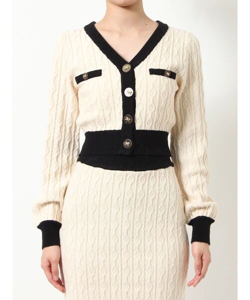 RESEXXY（リゼクシー）の「バイカラーデザインカーディガン【セットアップ着用可能】（カーディガン/ボレロ・レディース・ネイビー/ホワイト/ブラック・FREE）」の18枚目の写真