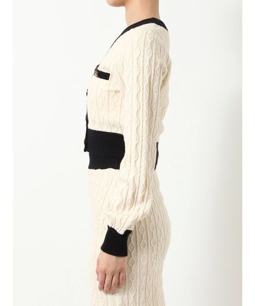 RESEXXY（リゼクシー）の「バイカラーデザインカーディガン【セットアップ着用可能】（カーディガン/ボレロ・レディース・ネイビー/ホワイト/ブラック・FREE）」の19枚目の写真