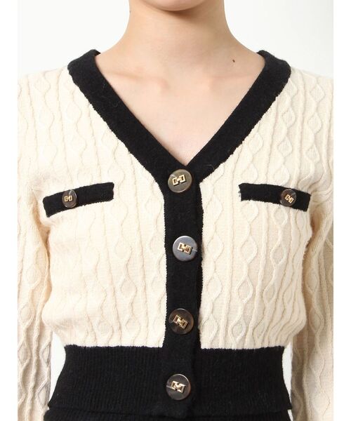 RESEXXY（リゼクシー）の「バイカラーデザインカーディガン【セットアップ着用可能】（カーディガン/ボレロ・レディース・ネイビー/ホワイト/ブラック・FREE）」の21枚目の写真