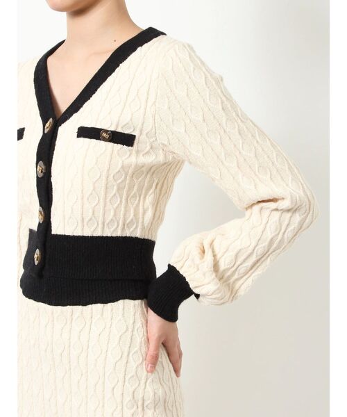 RESEXXY（リゼクシー）の「バイカラーデザインカーディガン【セットアップ着用可能】（カーディガン/ボレロ・レディース・ネイビー/ホワイト/ブラック・FREE）」の22枚目の写真