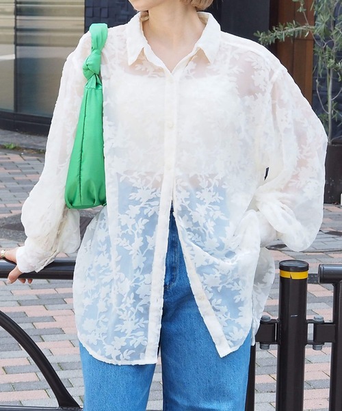 tiptop(ティップトップ)の「ベロアオパールBIGシャツ(シャツ/ブラウス・レディース・ブラック/アイボリー/グレイッシュベージュ・FREE)」の2枚目の写真