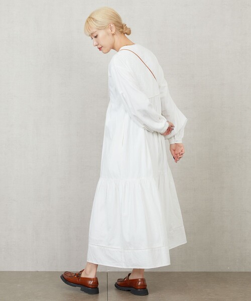 FREAK'S STORE（フリークスストア）の「限定展開　インド フロント キルティング 切替 ティアードワンピース（ワンピース・レディース・ネイビー/グリーン/ブラック/ホワイト/ワイン・MEDIUM/SMALL）」の8枚目の写真