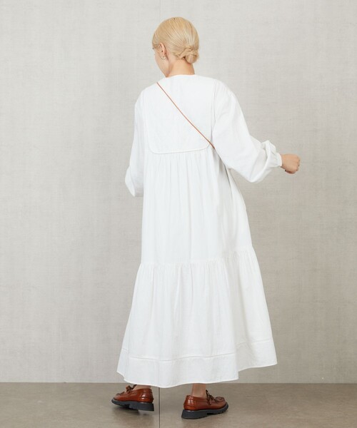 FREAK'S STORE（フリークスストア）の「限定展開　インド フロント キルティング 切替 ティアードワンピース（ワンピース・レディース・ネイビー/グリーン/ブラック/ホワイト/ワイン・MEDIUM/SMALL）」の18枚目の写真