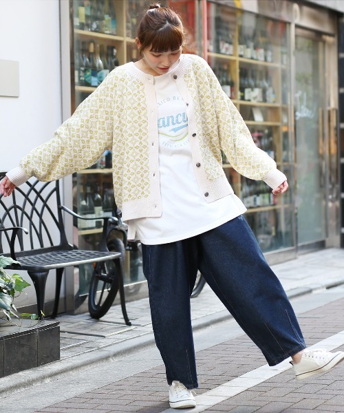 チチカカ（チチカカ）の「総柄ジャガードカーディガン（カーディガン/ボレロ・レディース・イエロー/ネイビー・FREE）」の6枚目の写真