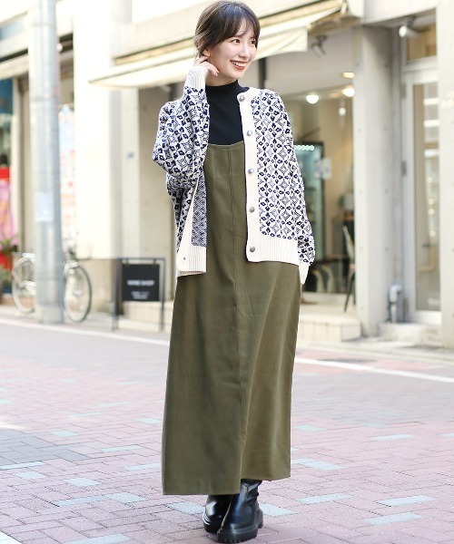 チチカカ（チチカカ）の「総柄ジャガードカーディガン（カーディガン/ボレロ・レディース・イエロー/ネイビー・FREE）」の3枚目の写真