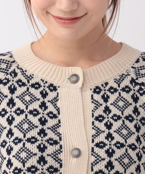 チチカカ（チチカカ）の「総柄ジャガードカーディガン（カーディガン/ボレロ・レディース・イエロー/ネイビー・FREE）」の12枚目の写真