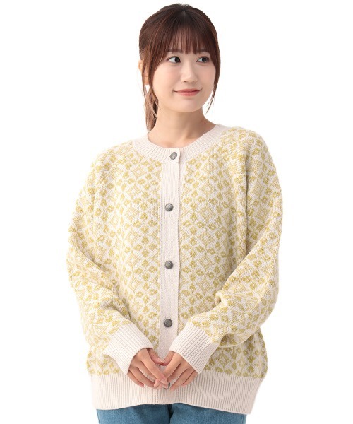 チチカカ（チチカカ）の「総柄ジャガードカーディガン（カーディガン/ボレロ・レディース・イエロー/ネイビー・FREE）」の8枚目の写真