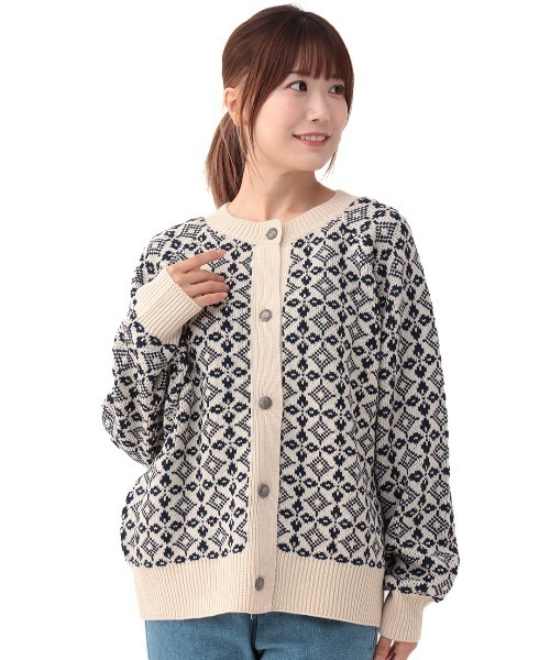 チチカカ（チチカカ）の「総柄ジャガードカーディガン（カーディガン/ボレロ・レディース・イエロー/ネイビー・FREE）」の9枚目の写真