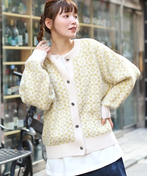 チチカカ（チチカカ）の「総柄ジャガードカーディガン（カーディガン/ボレロ・レディース・イエロー/ネイビー・FREE）」の21枚目の写真