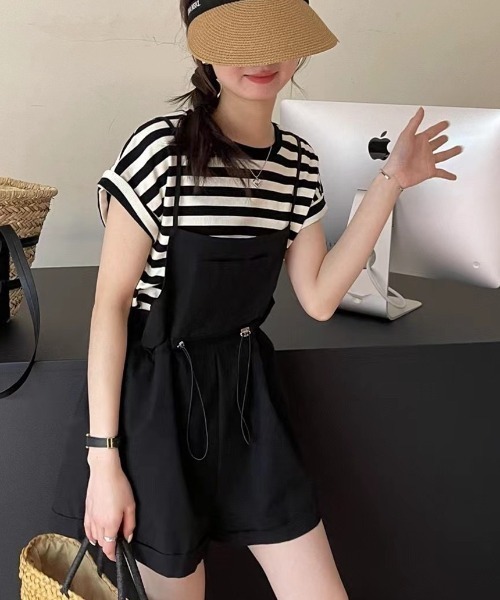 キャピタル　花柄オーバーオール　サロペット　コットン　ベルト　ジップ &pal（アンドパル）2025AW floral pattern code overalls