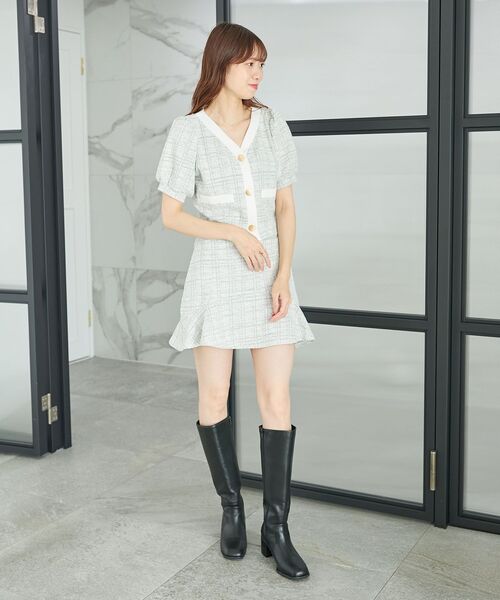 MAJESTIC LEGON（マジェスティックレゴン）の「カットツイードミニスカパン（スカート・レディース・グリーン系その他/ブルー系その他4/グレー系その他・MEDIUM）」の4枚目の写真