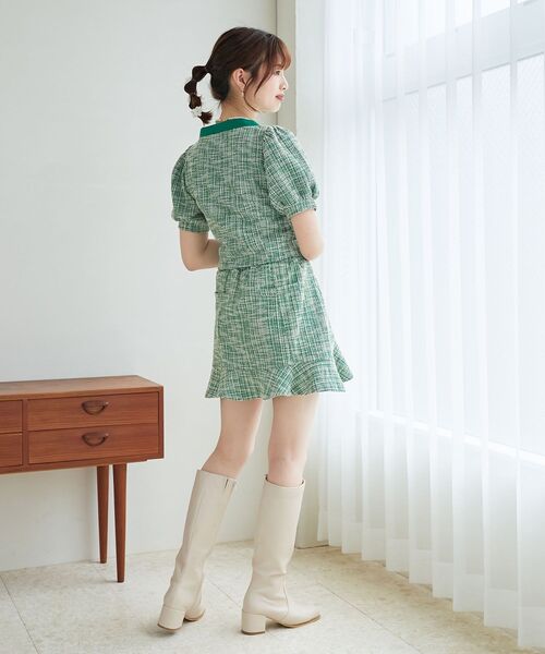 MAJESTIC LEGON（マジェスティックレゴン）の「カットツイードミニスカパン（スカート・レディース・グリーン系その他/ブルー系その他4/グレー系その他・MEDIUM）」の18枚目の写真
