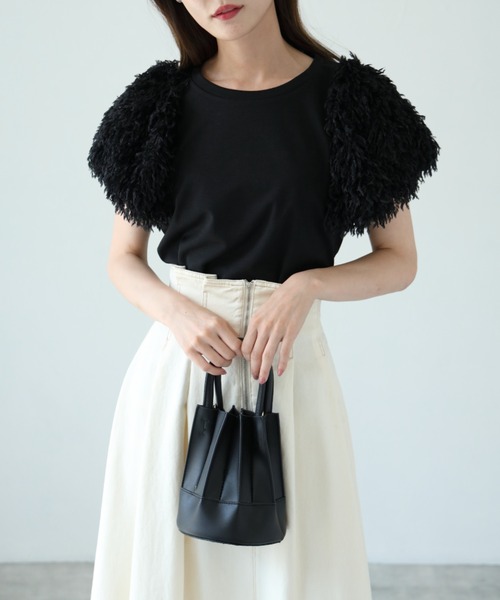 tocco closet（トッコ　クローゼット）の「【ZOZO限定】フリンジ切り替えカットプルオーバー（Tシャツ/カットソー・レディース・ピンク/ナチュラル/ブラック・M）」の2枚目の写真