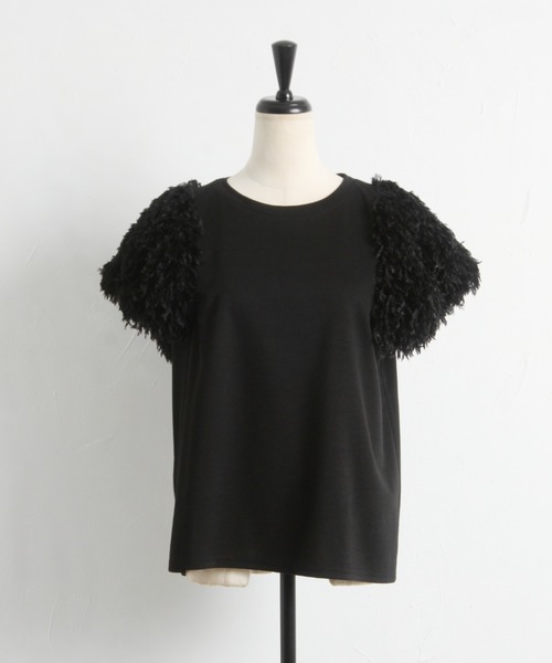 tocco closet（トッコ　クローゼット）の「【ZOZO限定】フリンジ切り替えカットプルオーバー（Tシャツ/カットソー・レディース・ピンク/ナチュラル/ブラック・M）」の6枚目の写真