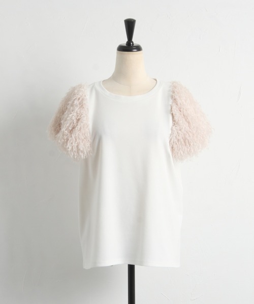 tocco closet（トッコ　クローゼット）の「【ZOZO限定】フリンジ切り替えカットプルオーバー（Tシャツ/カットソー・レディース・ピンク/ナチュラル/ブラック・M）」の8枚目の写真