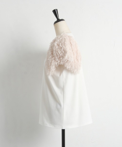 tocco closet（トッコ　クローゼット）の「【ZOZO限定】フリンジ切り替えカットプルオーバー（Tシャツ/カットソー・レディース・ピンク/ナチュラル/ブラック・M）」の9枚目の写真