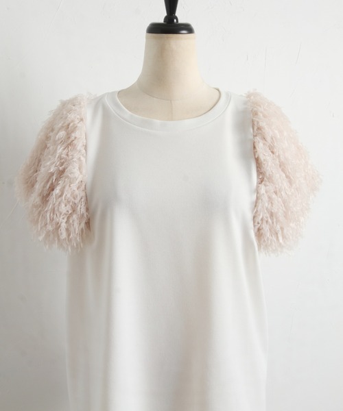 tocco closet（トッコ　クローゼット）の「【ZOZO限定】フリンジ切り替えカットプルオーバー（Tシャツ/カットソー・レディース・ピンク/ナチュラル/ブラック・M）」の11枚目の写真