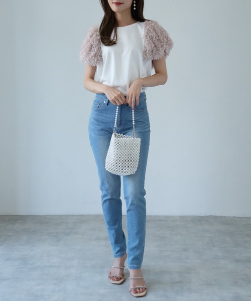tocco closet（トッコ　クローゼット）の「【ZOZO限定】フリンジ切り替えカットプルオーバー（Tシャツ/カットソー・レディース・ピンク/ナチュラル/ブラック・M）」の21枚目の写真