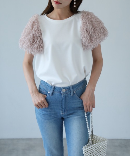 tocco closet（トッコ　クローゼット）の「【ZOZO限定】フリンジ切り替えカットプルオーバー（Tシャツ/カットソー・レディース・ピンク/ナチュラル/ブラック・M）」の22枚目の写真