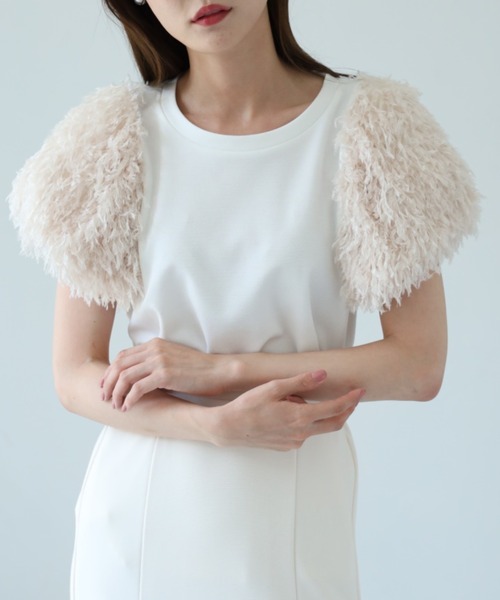 tocco closet（トッコ　クローゼット）の「【ZOZO限定】フリンジ切り替えカットプルオーバー（Tシャツ/カットソー・レディース・ピンク/ナチュラル/ブラック・M）」の18枚目の写真
