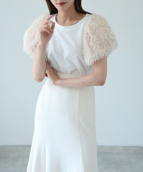 tocco closet（トッコ　クローゼット）の「【ZOZO限定】フリンジ切り替えカットプルオーバー（Tシャツ/カットソー・レディース・ピンク/ナチュラル/ブラック・M）」の17枚目の写真