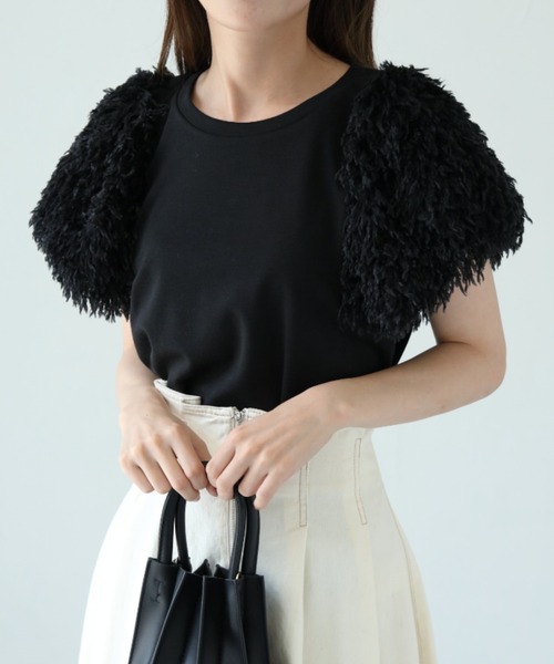 tocco closet（トッコ　クローゼット）の「【ZOZO限定】フリンジ切り替えカットプルオーバー（Tシャツ/カットソー・レディース・ピンク/ナチュラル/ブラック・M）」の4枚目の写真