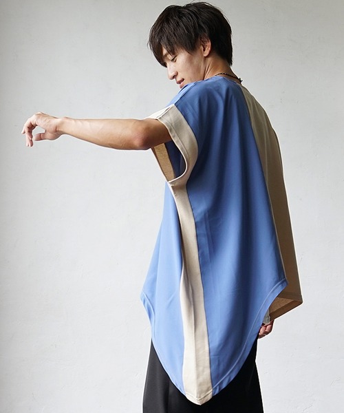 meee様 アシメデザインでモードに浸る】バイカラーアシメトリー