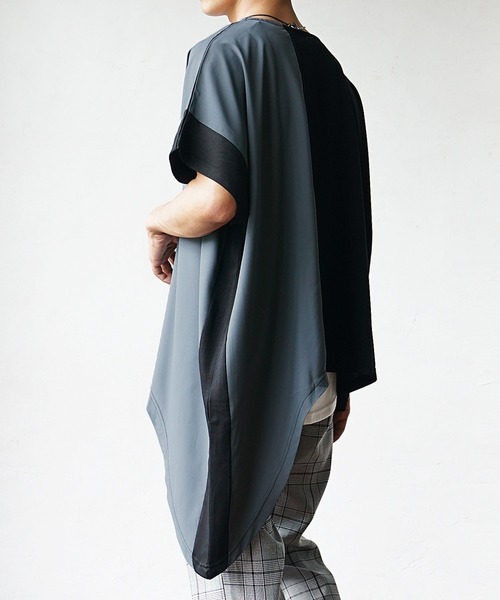 アシメデザインでモードに浸る】バイカラーアシメトリーカットソー