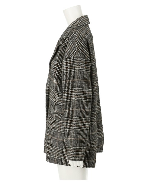 ANAP（アナップ）の「チェックミドル丈ジャケットコート【セットアップ対応】（テーラードジャケット・レディース・ベージュ/ブラック・FREE）」の19枚目の写真