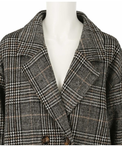 ANAP（アナップ）の「チェックミドル丈ジャケットコート【セットアップ対応】（テーラードジャケット・レディース・ベージュ/ブラック・FREE）」の20枚目の写真