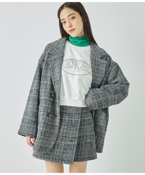 ANAP（アナップ）の「チェックミドル丈ジャケットコート【セットアップ対応】（テーラードジャケット・レディース・ベージュ/ブラック・FREE）」の22枚目の写真