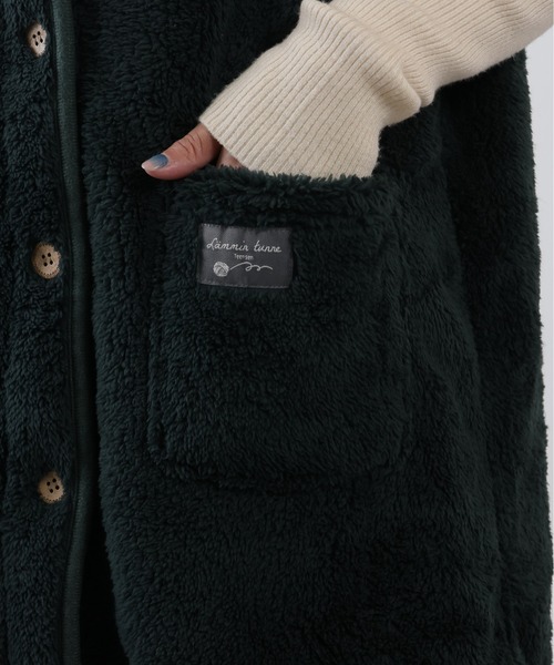 emesuelee（エメスーリー）の「ふわふわモフモフノーカラーロングボタンベスト（その他ルームウェア・レディース・ピンク/モカ/アイボリー/モスグリーン/ブルー/チャコールグレー・フリー）」の9枚目の写真