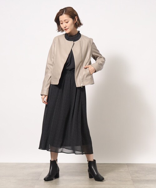 grove（グローブ）の「◆ミニマルなデザインで綺麗めに着こなせるライダースジャケット（ライダースジャケット・レディース・ブラック/ナチュラル・02/03/01/05/04）」の17枚目の写真