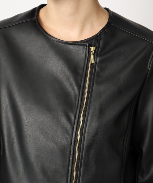 grove（グローブ）の「◆ミニマルなデザインで綺麗めに着こなせるライダースジャケット（ライダースジャケット・レディース・ブラック/ナチュラル・02/03/01/05/04）」の7枚目の写真