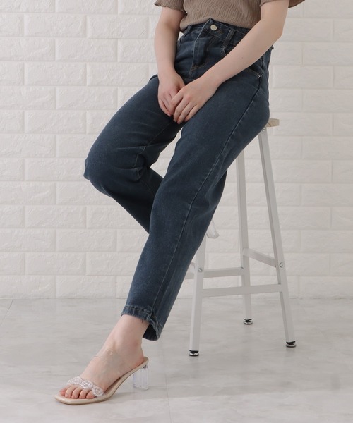Lace Ladies（レースレディース）の「ハイウエストレイヤードワイドデニムパンツ（デニムパンツ・レディース・ネイビー/ダークグレー/ライトブルー/ブラック・XL/S/M）」の8枚目の写真