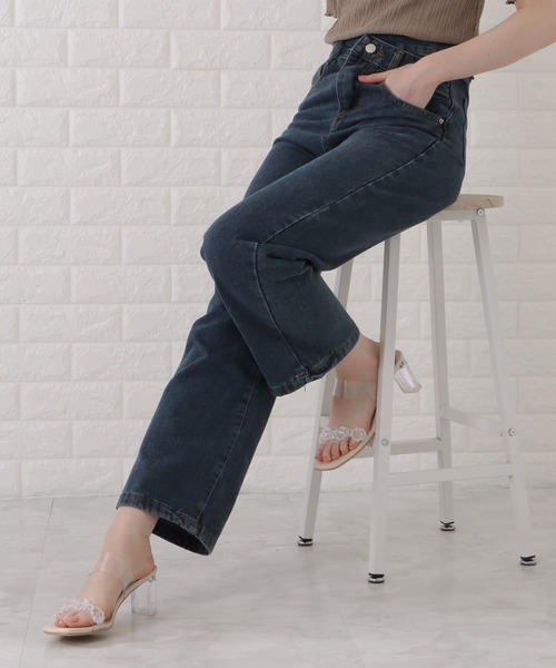 Lace Ladies（レースレディース）の「ハイウエストレイヤードワイドデニムパンツ（デニムパンツ・レディース・ネイビー/ダークグレー/ライトブルー/ブラック・XL/S/M）」の7枚目の写真