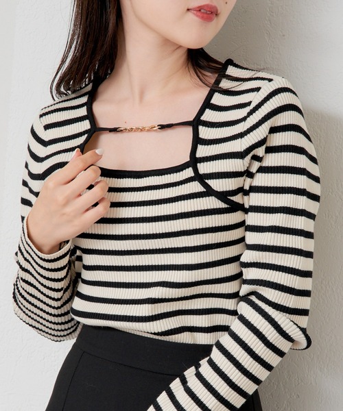Darich  チェーンデザインボレロリブニット Darich（ダーリッチ）の「チェーンデザインボレロリブニット（ニット