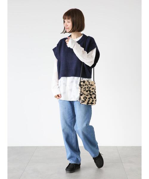 Lugnoncure（ルノンキュール）の「後ろ畦編み短丈ベスト（ベスト・レディース・オフホワイト/ネイビー/ブラウン・F）」の8枚目の写真