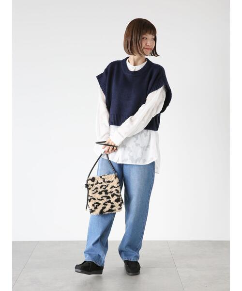 Lugnoncure（ルノンキュール）の「後ろ畦編み短丈ベスト（ベスト・レディース・オフホワイト/ネイビー/ブラウン・F）」の9枚目の写真