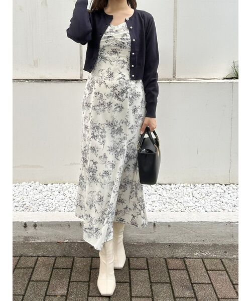 MERCURYDUO（マーキュリーデュオ）の「ビジューボタンニットカーディガン（カーディガン/ボレロ・レディース・ベージュ/ブラック/ネイビー/ピンク/ラベンダー/ライトブルー/オフホワイト・FREE）」の9枚目の写真