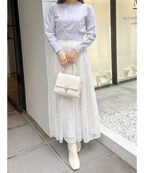 MERCURYDUO（マーキュリーデュオ）の「ビジューボタンニットカーディガン（カーディガン/ボレロ・レディース・ベージュ/ブラック/ネイビー/ピンク/ラベンダー/ライトブルー/オフホワイト・FREE）」の13枚目の写真