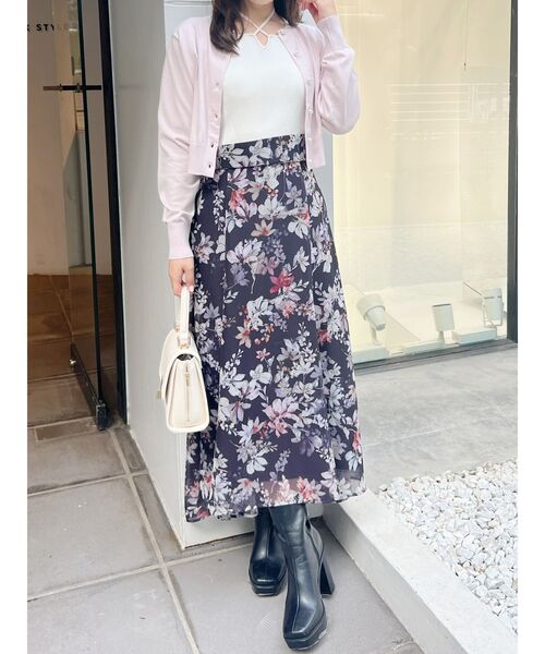 MERCURYDUO（マーキュリーデュオ）の「ビジューボタンニットカーディガン（カーディガン/ボレロ・レディース・ベージュ/ブラック/ネイビー/ピンク/ラベンダー/ライトブルー/オフホワイト・FREE）」の14枚目の写真