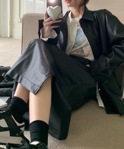Chaco closet（チャコ クローゼット）の「ヴィンテージライク シャツジャケット/ブルゾン（ブルゾン・レディース・ブラック/ブラウン・FREE）」の11枚目の写真