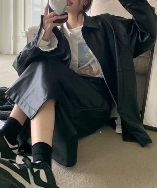 Chaco closet（チャコ クローゼット）の「ヴィンテージライク シャツジャケット/ブルゾン（ブルゾン・レディース・ブラック/ブラウン・FREE）」の13枚目の写真