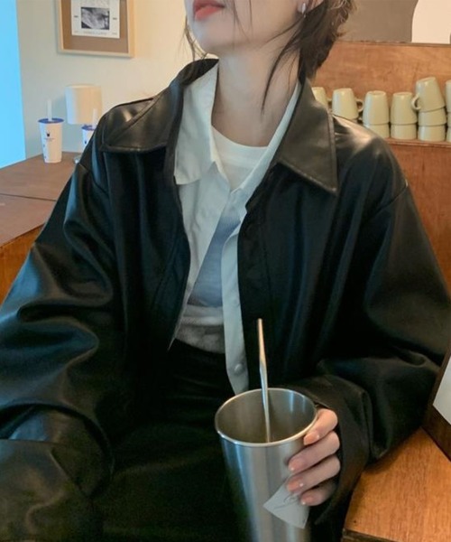 Chaco closet（チャコ クローゼット）の「ヴィンテージライク シャツジャケット/ブルゾン（ブルゾン・レディース・ブラック/ブラウン・FREE）」の16枚目の写真